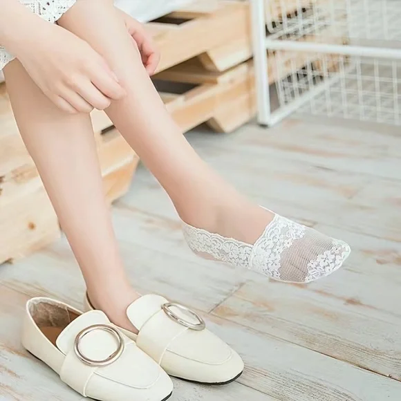 Lace No Show Socks; Semi-Sheer; Sweat-absorbent; Hosiery Socks - Picture 5 of 8